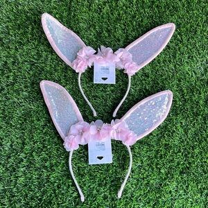 CLAIRES Classic Pink Bunny Ears Headband Costume Dress Up ( x2)